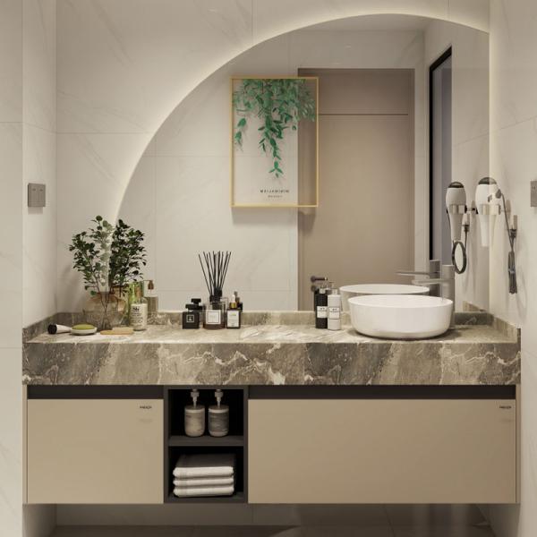 Hot Sell Sintered Stone 2021 New Product White Bathroom Vanity Mirrored Cabinets