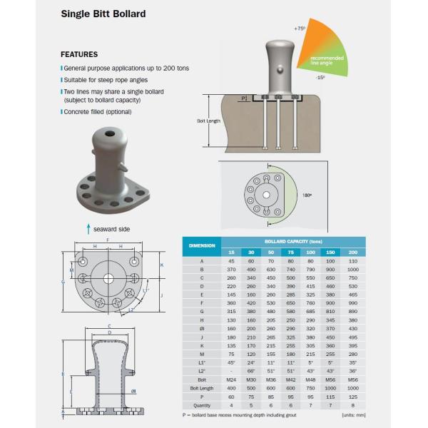 Casting Steel Ship Mooring Bollards 300 Ton Tee Bollard Corrosion Resistance For Vessels