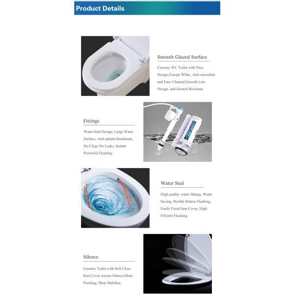 520mm 2 Piece Wall Hung Toilet P Trap Side Flush Split With Water Tank