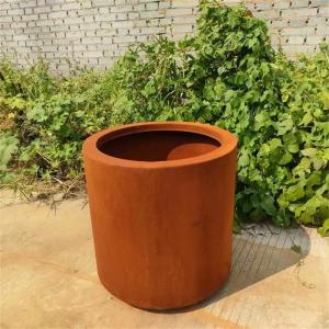 Cheap 100mm Rust Metal Garden Pots Corten Steel Outdoor Round Planter Flower Pot wholesale