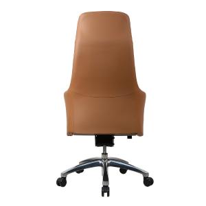 Brown Ergonomic Office Leather Chair Multi Block Aluminum