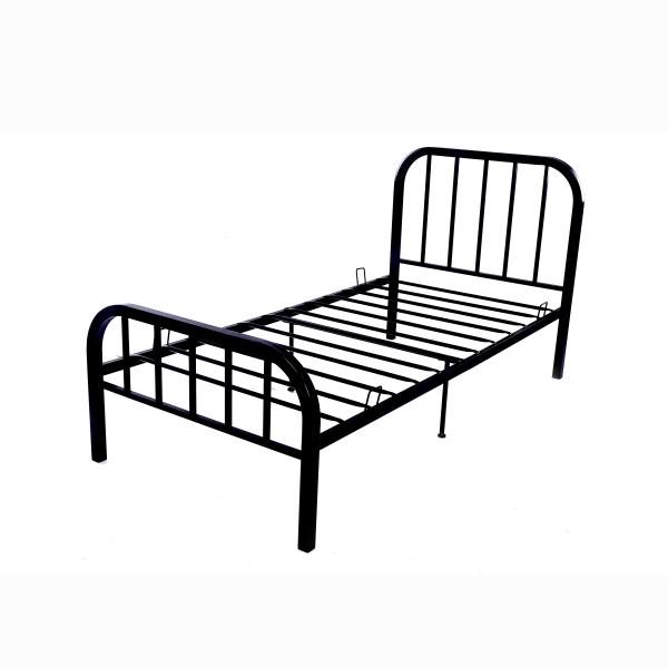 Powder Coated Q235 Black Iron Metal Bed Frame Single Bed Furniture