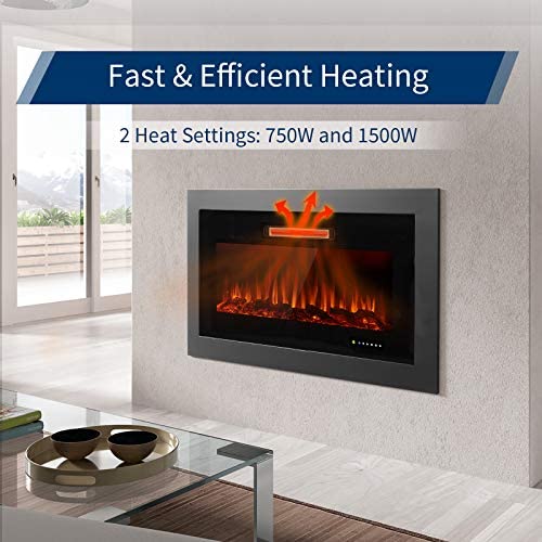 Electric Fire Place with 9 Flame Colors Wall Mounted Electric Fireplace Heater Flame