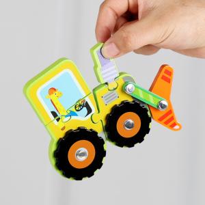 Wooden Vehicle Puzzle Baby DIY Education Development Toy Montessori Color Shape