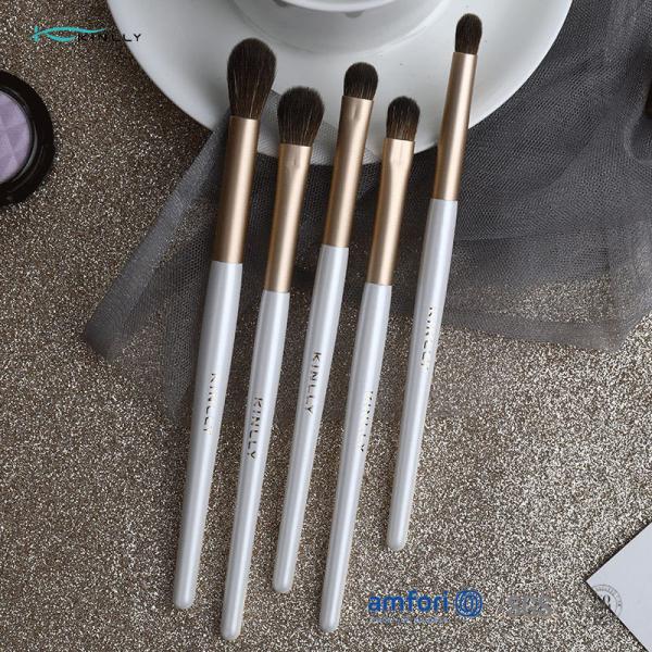 5PCS Shiny White ISO9001 Synthetic Hair Makeup Brush