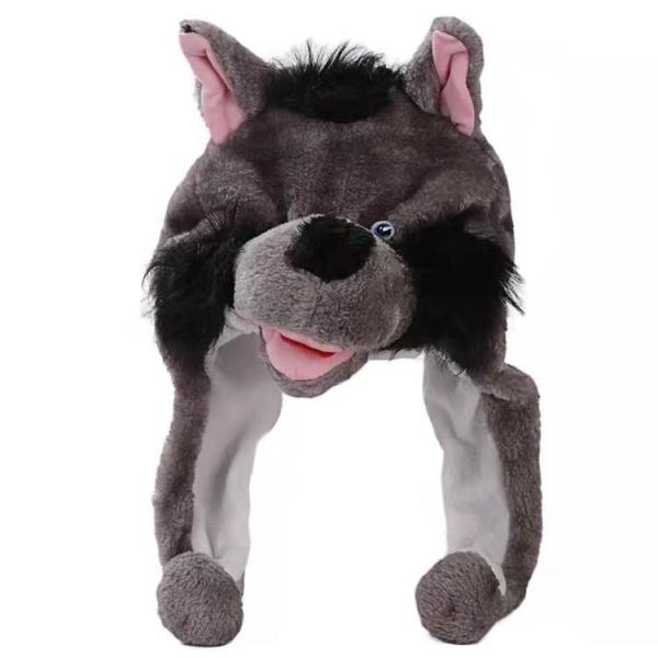 Gray Wolf Cartoon Animal Plush Hat Kindergarten Performance Headdress Props