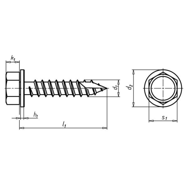 AISI 410 Type 17 Roofing Screws , ANSI Hex Washer Head Self Driving Screw SUS410 Inox