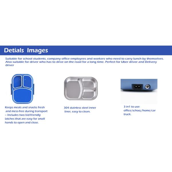 PP Electric Lunch Boxes 60W Stainless Steel Heated Lunch Box Multi Function OEM