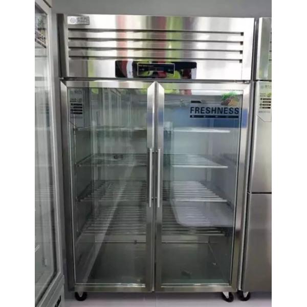 Double door large capacity commercial glass door stainless steel reefer freezer