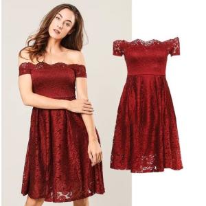 Cheap hot fahsion dress lady off-shoulder Lace Dressparty dress wholesale