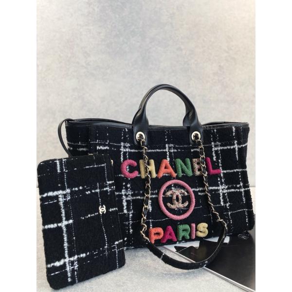 Chanel 2022 Sotheby's Custom Branded Bags Tweed Beach Bag FW Rainbow Tote
