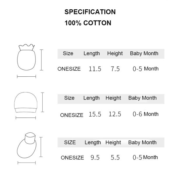 Newborn Baby Hat Mittens Socks 3 pcs Sets Girl Boy Gift Baby Mittens And Socks