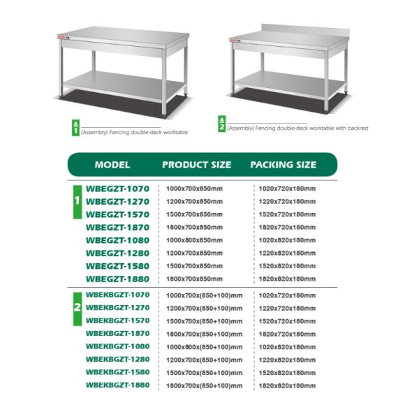 Vertical ISO 1000mm Commercial Working Table