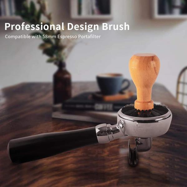 Wooden Handle Coffee Household Cleaning Brush 9.4x5.8cm