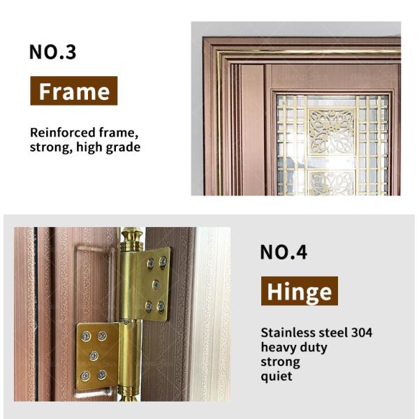 Modern Style High Quality Cast Steel Easy Pattern Power Coated Surface Swing Door for Villa