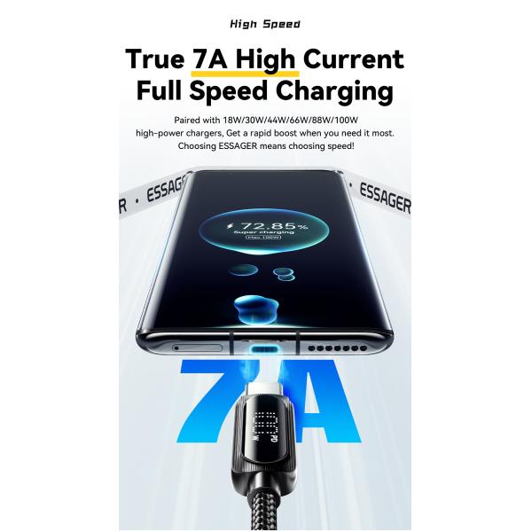 Cotton Yarn USB A To Type C Cable 100W ESSAGER ES-X57 Series