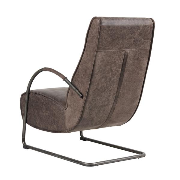 Curve Shape Tan Leather Occasional Chair High Back Recliners With Thick Soft Cushion