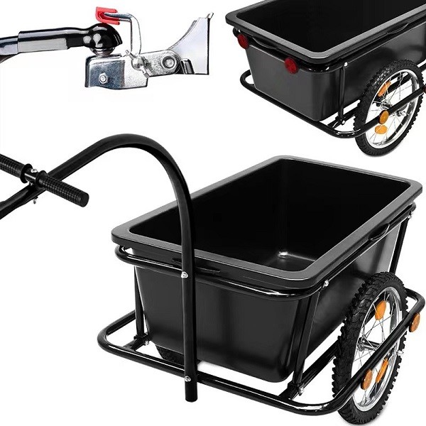 Black Folding Hand Trolley Durable Bicycle Bike Cargo Luggage Trailer
