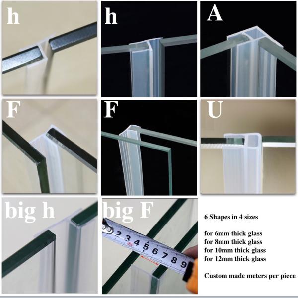 Black PVC Custom Shower Door Bottom Sealing Strip for Bathroom Glass Door Waterproof