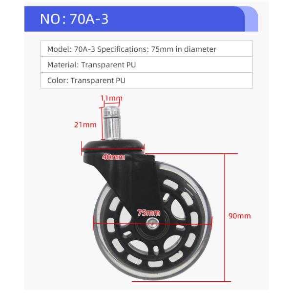 Metal Office Chair Wheel Replacement 75mm Medical Swivel Chair Wheel Replacement