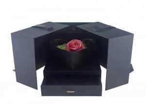Cheap Heart Shape Flower Gift Box With Drawer Double Opening Ribbon Decoration wholesale
