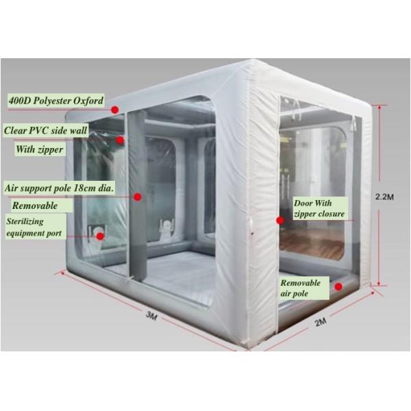 White Rectangle Inflatable Camping Tent 400D Oxford Air Pole Isolated Tent L3XW2XH2.2M