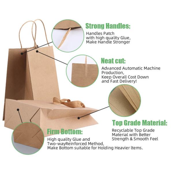 Kuaima Fast Food Packaging Kraft Takeaway Paper Bags Distributor For Restaurant Carry