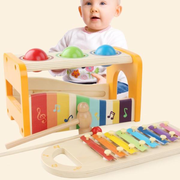 Eight Notes 15cm Wooden Musical Toys Wooden Xylophone Baby