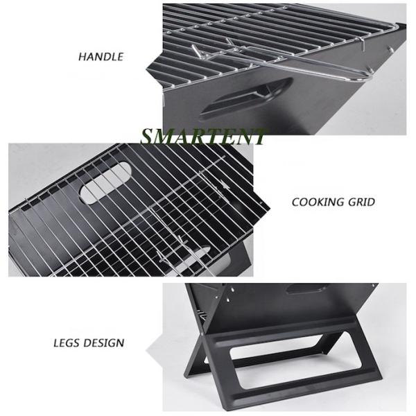 Black Steel Cool Camping Punch Press Stamping 45cm Dia Portable Folding Charcoal Barbecue Grill