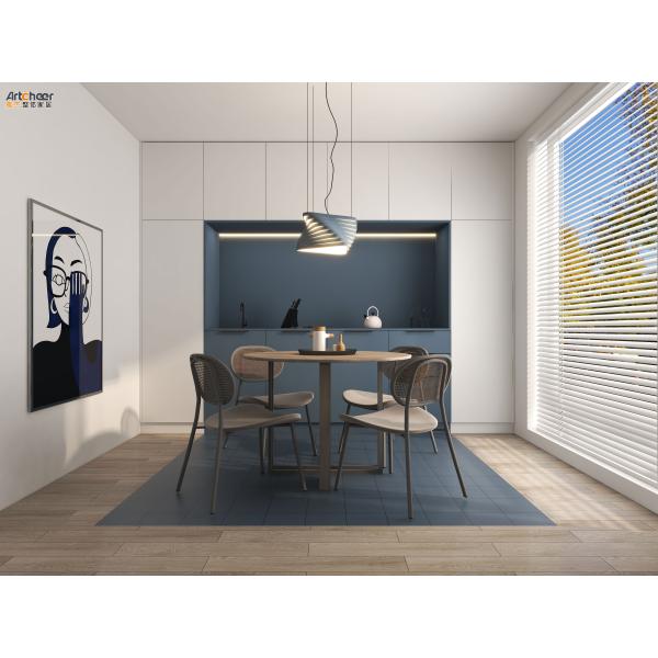 Custom Design Luxury White PVC Modular Kitchen Cabinets with Solid Surface Countertop