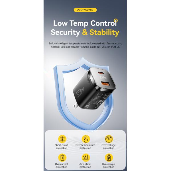 ESSAGER ES-CD45 Series 2 Ports 33W USB-A Fast Charger USB C Wall Charger Private Mold