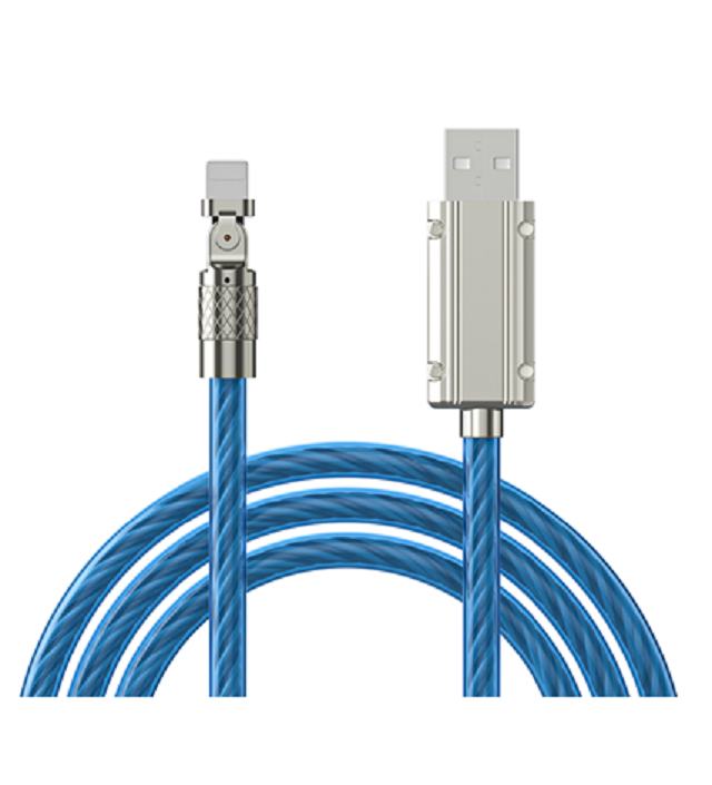 ETEK 1M Rotatable LED Light Cable,TPE, 4-Core, Fast Charging & Data, Zinc Alloy, White/Blue/Red/Green