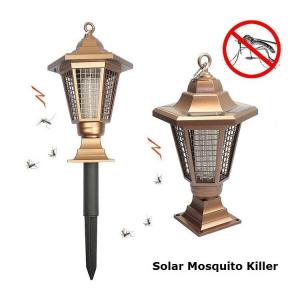 Cheap Solar Mosquito Killer Hexagonal Path Light Outdoor Garden Pillar Mosquito Killer Lamp Gold Lawn Bug Zapper Lighting wholesale