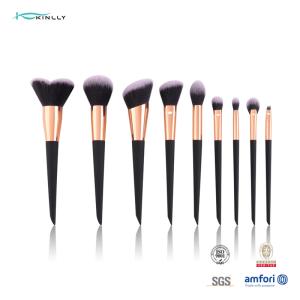 Cheap OEM Customized Makeup Brush Set 9PCS Aluminum Ferrule Plastic Handle wholesale