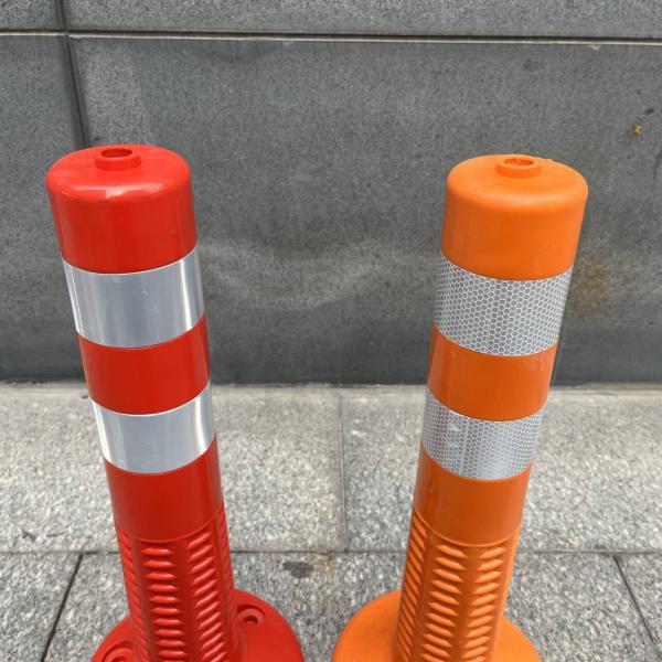 Traffic Safety 50cm Red Orange Pu Reflective Delineator Pole Flexible Road Bollard Delineator Post Spring Warning Post