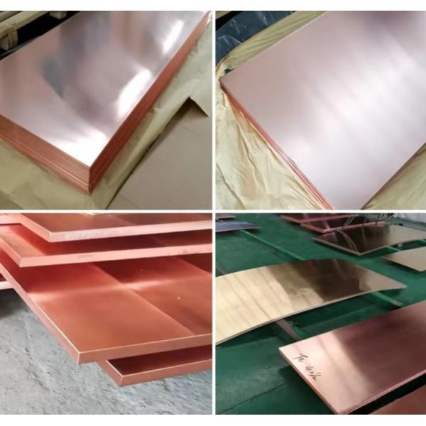 1000 X 2000mm Decorative Copper Sheets Red Rectangular T2 High Corrosion Resistance