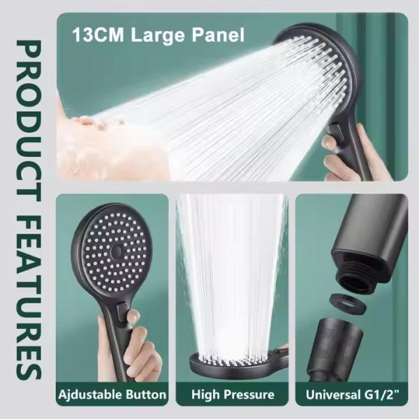 Polished High Pressure Water Saving ABS Plastic Surface Shower Head For Bathroom Accessories