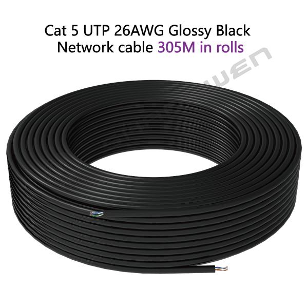 26awg Black UTP Cat5e Network Cable Patch Cord 4 Pairs Cat5e LAN Cable