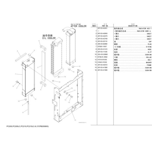 20Y-03-42451 Excavator Radiator Heavy Construction Machinery