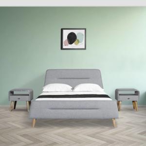 China Trapezoidal Headboard Linen Fabric Bed on sale