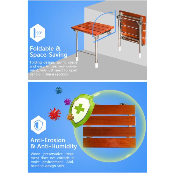 Floor Mounted Fold Up Shower Bench , Anti Rust Bathroom Foldable Shower Seat