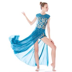 Cheap Stretchy Mesh Sleeveless Maxi Dress Lyrical Dance Costumes For Competition wholesale