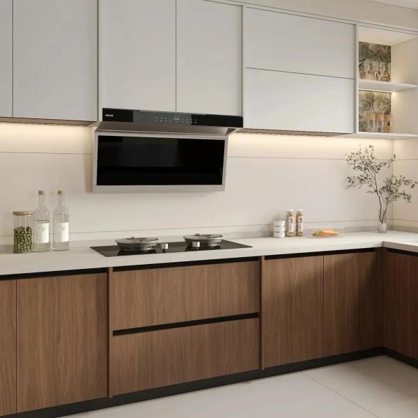 Antique Frame-line Door Panel Solid Wood Veneer Kitchen Cabinet For Project Builder