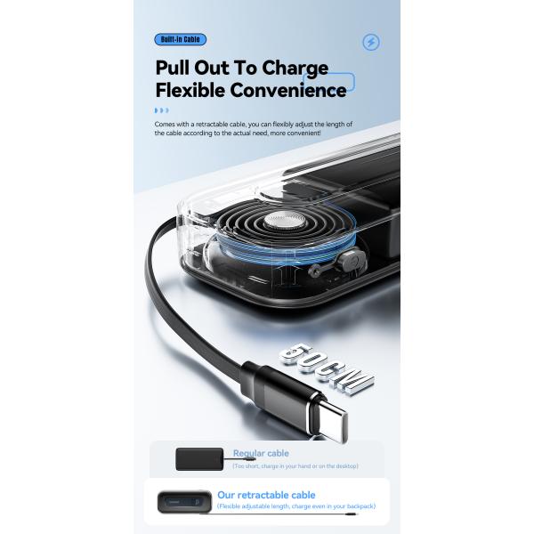 ESSAGER FS01 Series 1000 Mah USB-C Portable Charger Power Bank Acrylic Design 18W USB-C Input