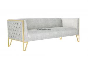 China Nordic Style Rose Golden Velvet Stainless Steel living room 2 seater fabric sofa for hotel bedroom,color optional. on sale