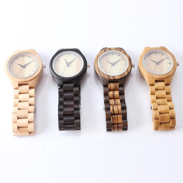 Custom Wooden Quartz Watch Auto Date Portable Handcrafted Simple Design For Men