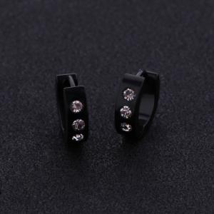 Cheap Custom CZ Earring Jewelry Hopp Earrings Black Plated Studs Circle Clip on Earrings wholesale