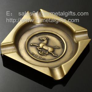 China Die casted 8 inch alloy square cigar ashtrays, square antique brass metal ash tray, on sale