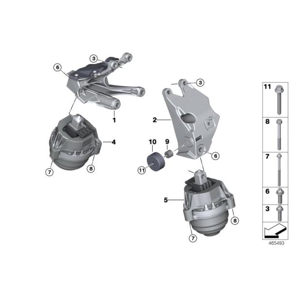 BMW G30 G31 530i Car Engine Mount Replacement 22116860487 22116860488