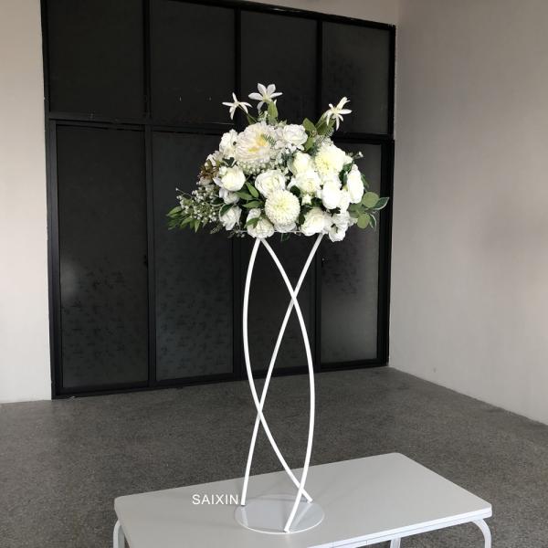 ZT-547W Unique design white flower stand metal for wedding centerpieces